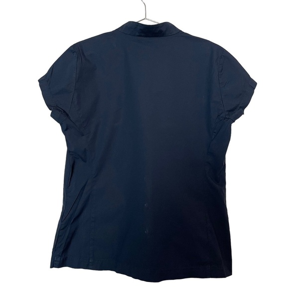 Eileen Fisher Navy Short Sleeve Petite Cotton/Spandex Button Down Top. Sz. PP - Picture 2 of 13